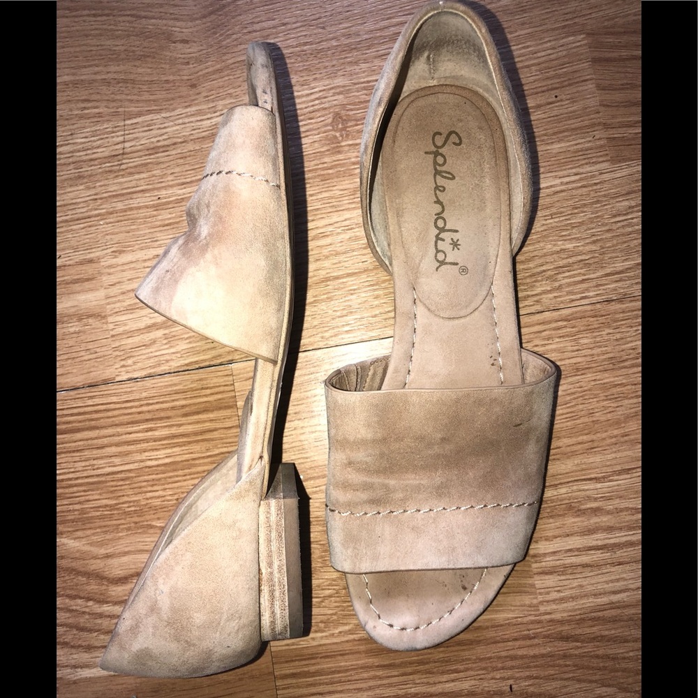 Anthropologie SPLENDID Suede Slip On Sandal Flats
